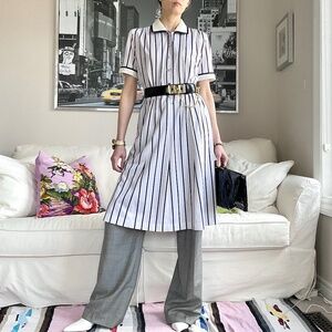 Vintage A-line striped midi dress